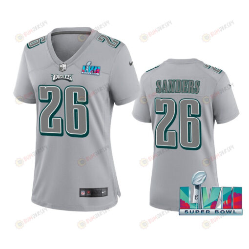 Miles Sanders 26 Philadelphia Eagles Super Bowl LVII Game Jersey - Women Gray