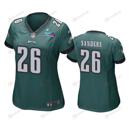 Miles Sanders 26 Philadelphia Eagles Super Bowl LVII Game Jersey - Women Green