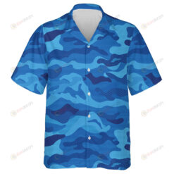 Military Aqua Blue Grid Camouflage Pattern Hawaiian Shirt