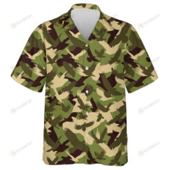 Military Green Camouflage With Eagles Pattern Hawaiian Shirt