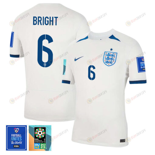 Millie Bright 6 England 1 Star FIFA Patch Women's National Team 2023-24 World Cup Home Men Jersey