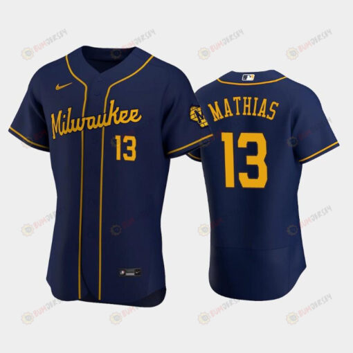 Milwaukee Brewers 13 Mark Mathias Alternate Team Navy Jersey Jersey