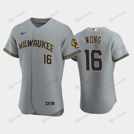 Milwaukee Brewers 16 Kolten Wong Road Team Gray Jersey Jersey