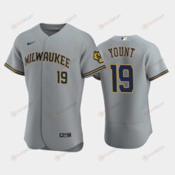 Milwaukee Brewers 19 Robin Yount Road Team Gray Jersey Jersey