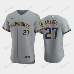 Milwaukee Brewers 27 Willy Adames Road Team Gray Jersey Jersey