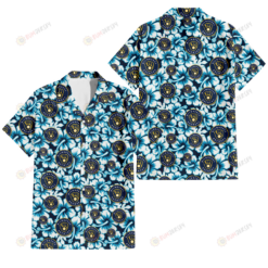 Milwaukee Brewers Blue Line White Hibiscus Black Background 3D Hawaiian Shirt