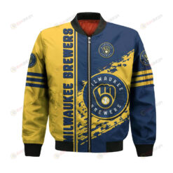 Milwaukee Brewers Bomber Jacket 3D Printed Logo Pattern In Team Colours