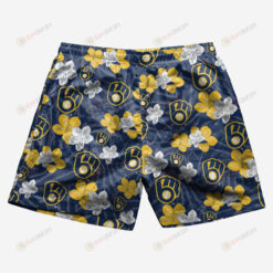 Milwaukee Brewers Hibiscus Hawaiian Men Shorts Swim Trunks - Print Shorts