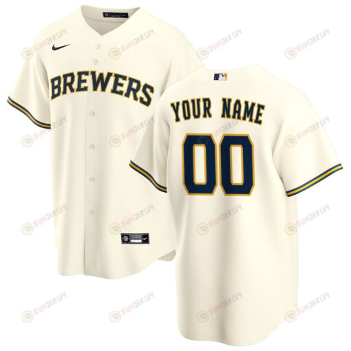 Milwaukee Brewers Home Custom Men Jersey - Cream