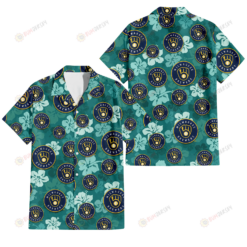 Milwaukee Brewers Light Sea Green Hibiscus Green Background 3D Hawaiian Shirt