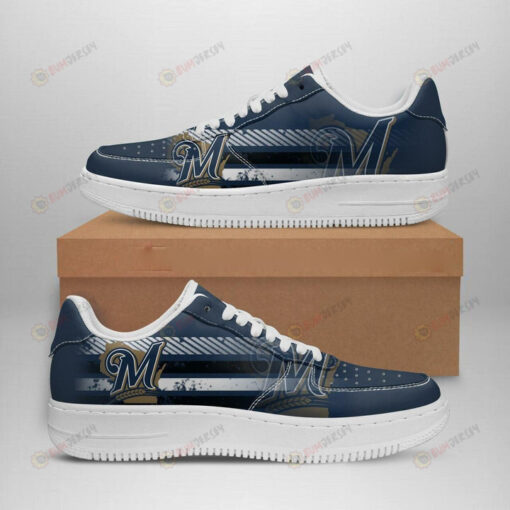 Milwaukee Brewers Logo Pattern Air Force 1 Printed In Blue