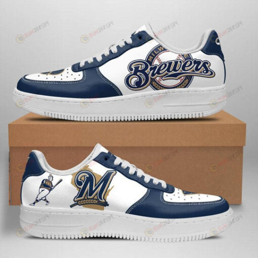 Milwaukee Brewers Logo Pattern Air Force 1 Printed In Blue White