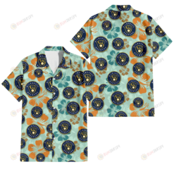 Milwaukee Brewers Orange Green Hibiscus Pale Green Background 3D Hawaiian Shirt