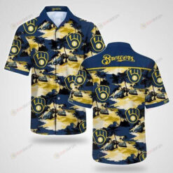 Milwaukee Brewers Tommy Bahama Baseball Gloves Hawaiian Shirt