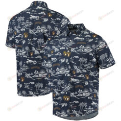 Milwaukee Brewers Vintage Short Sleeve Button-Up Hawaiian Shirt - Navy