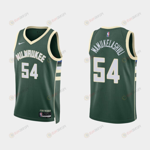 Milwaukee Bucks 54 Sandro Mamukelashvili 2022-23 Icon Edition Hunter Green Men Jersey