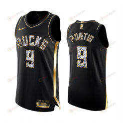 Milwaukee Bucks 9 Bobby Portis Black Golden Diamond Edition Jersey 2022 Playoffs