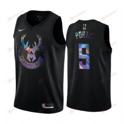 Milwaukee Bucks Bobby Portis 9 Jersey Iridescent Holographic Black Limited Edition