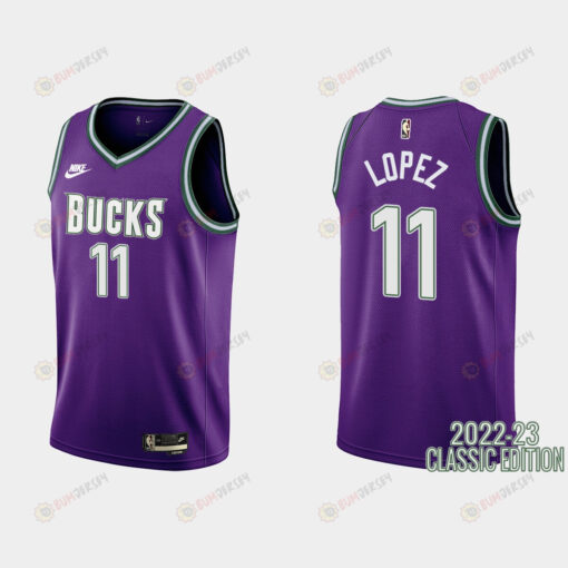 Milwaukee Bucks Brook Lopez 11 2022-23 Classic Edition Purple Men Jersey