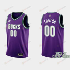 Milwaukee Bucks Custom 00 2022-23 Classic Edition Purple Men Jersey