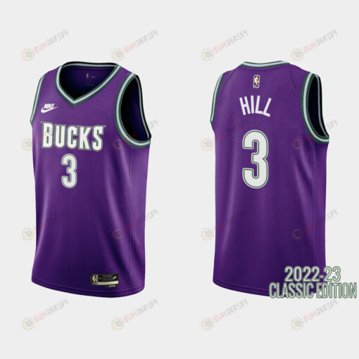 Milwaukee Bucks George Hill 3 2022-23 Classic Edition Purple Men Jersey