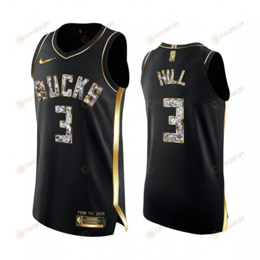 Milwaukee Bucks George Hill 3 Black Golden Diamond Edition Jersey 2022 Playoffs