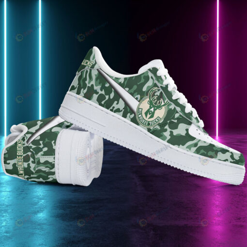 Milwaukee Bucks Logo Camo Pattern Air Force 1 Printed