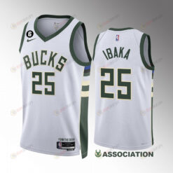 Milwaukee Bucks Serge Ibaka 25 White Association Edition Jersey 2022-23 Swingman