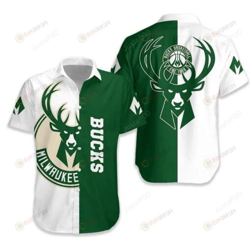 Milwaukee Bucks Short Sleeve Curved Hawaiian Shirt On Green White