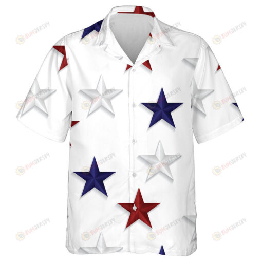 Minimalist Style Pattern Made From Red Blue And White Stars Hawaiian Shirt