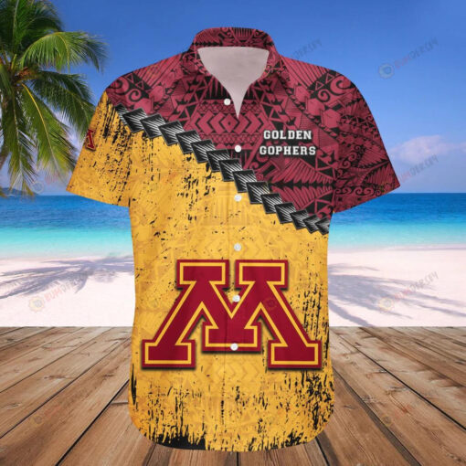 Minnesota Golden Gophers Logo Brocade Pattern Hawaiian Shirt