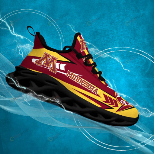 Minnesota Golden Gophers Logo Pattern 3D Max Soul Sneaker Shoes In Red Yellow