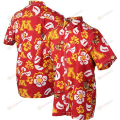 Minnesota Golden Gophers Maroon Floral Button-Up Hawaiian Shirt