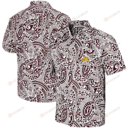 Minnesota Golden Gophers Maroon Make Like A Tree Camp Button-Up Hawaiian Shirt