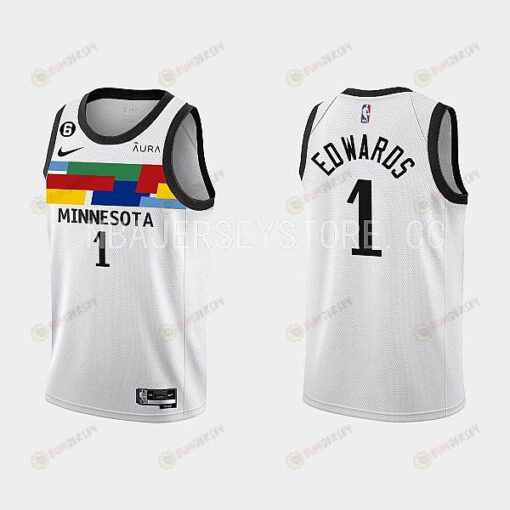 Minnesota Timberwolves 1 Anthony Edwards 2022-23 City Edition White Men Jersey