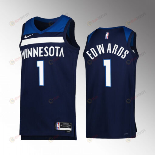 Minnesota Timberwolves Anthony Edwards 1 2022-23 Icon Edition Navy Jersey Swingman