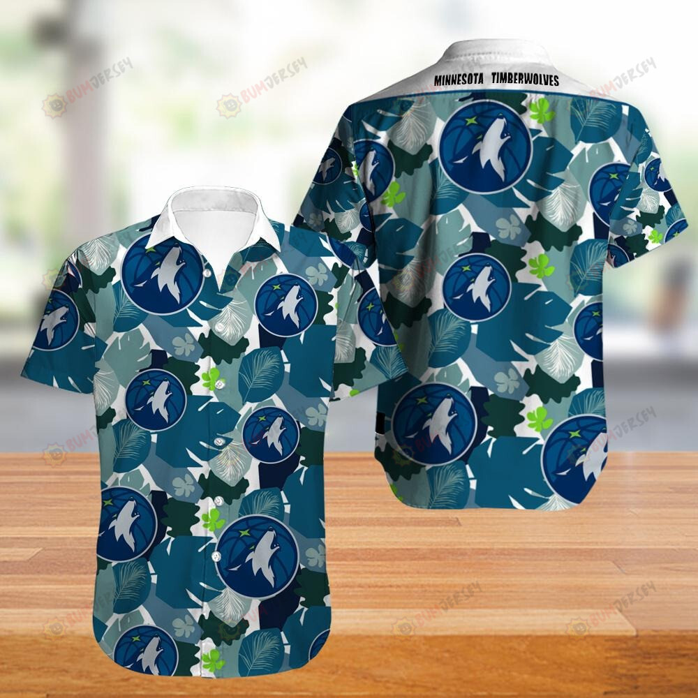 Minnesota Timberwolves Many Logo Tropical Leave ??3D Printed Hawaiian Shirt