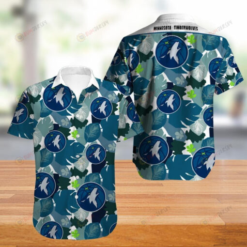 Minnesota Timberwolves Many Logo Tropical Leave Hawaiian Shirt