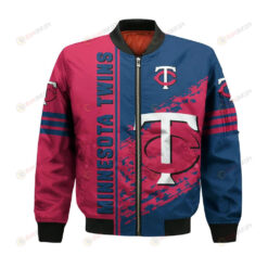 Minnesota Twins Bomber Jacket 3D Printed Logo Pattern In Team Colours