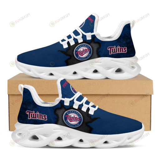 Minnesota Twins Cracked Design Pattern 3D Max Soul Sneaker Shoes