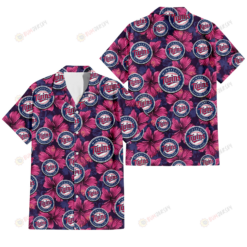 Minnesota Twins Plum Vilolet Hibiscus Dark Navy Leaf Black 3D Hawaiian Shirt