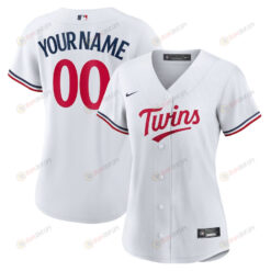 Minnesota Twins Team Logo Home Custom Women Jersey - White