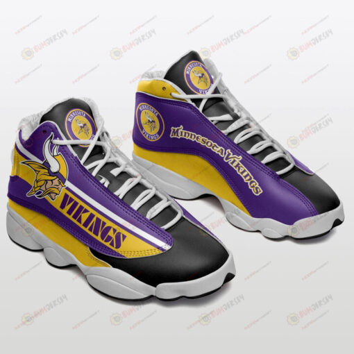 Minnesota Vikings Air Jordan 13 Shoes Sneakers In Purple And Yellow