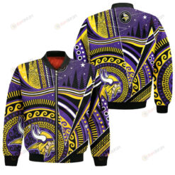 Minnesota Vikings Bohemian Pattern Bomber Jacket- Purple/Yellow