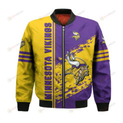 Minnesota Vikings Bomber Jacket 3D Printed Logo Pattern In Team Colours