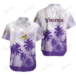 Minnesota Vikings Coconut Tree White Purple ??3D Printed Hawaiian Shirt