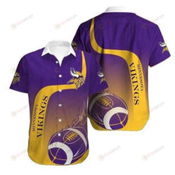 Minnesota Vikings Curved Hawaiian Shirt In Yellow And Purple