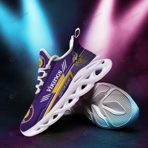 Minnesota Vikings Custom Name 3D Max Soul Sneaker Shoes In Purple