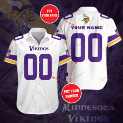 Minnesota Vikings Custom Name And Number Curved Hawaiian Shirt In White