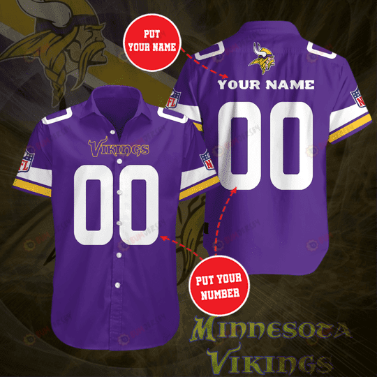 Minnesota Vikings Custom Name And Number Curved Hawaiian Shirt